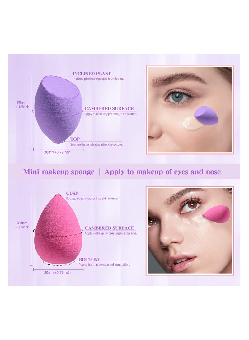 BS Mall 20PCS Mini Makeup Sponge Set, Mini Beauty Blender, Professional Beauty Blender, Sponge Super Soft Concealer Sponge, Facial Makeup Tools for Foundation, Powder, Liquid (Purple/Pink/Black) - Image 3