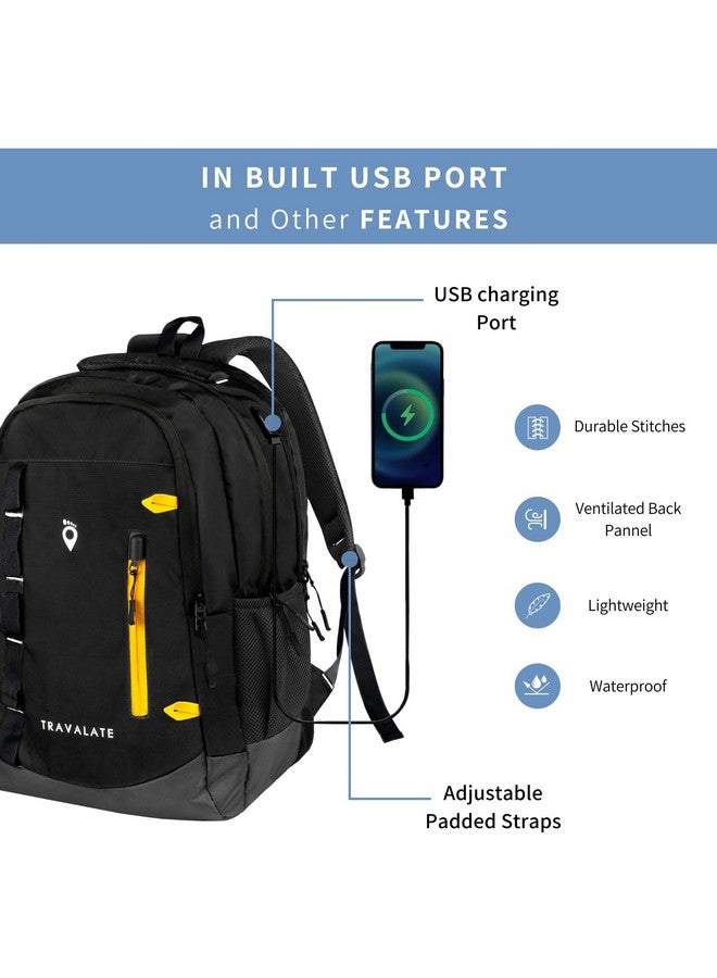 TRAVALATE 48 L Laptop Backpack Office/School/Travel/Business Backpack Water Resistant - Fits Up to 15.6 Inch Laptop with USB Charging Port (Black) - Image 2