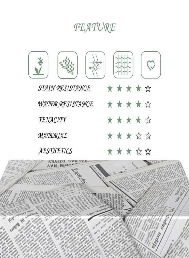 ggaimwf مفرش طاولة مستطيل عتيق مقاس 52 × 70 بوصة، أسود وأبيض، بنقشة جرائد، قابل للغسل، مناسب لغرف الطعام، ديكور المنزل، ديكور المقاهي الريفية. - Image 5