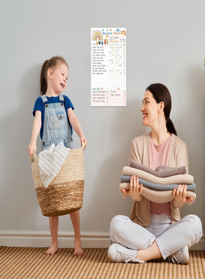 Clever Clean Dry Erase Chores Chart for Kids, Reusable Reward Chart Chart, Non-Magnetic Kids Chore Board Clings to Any Smooth Surfaces, 6 Whiteboard Markers Included (Rainbow)… - Image 5