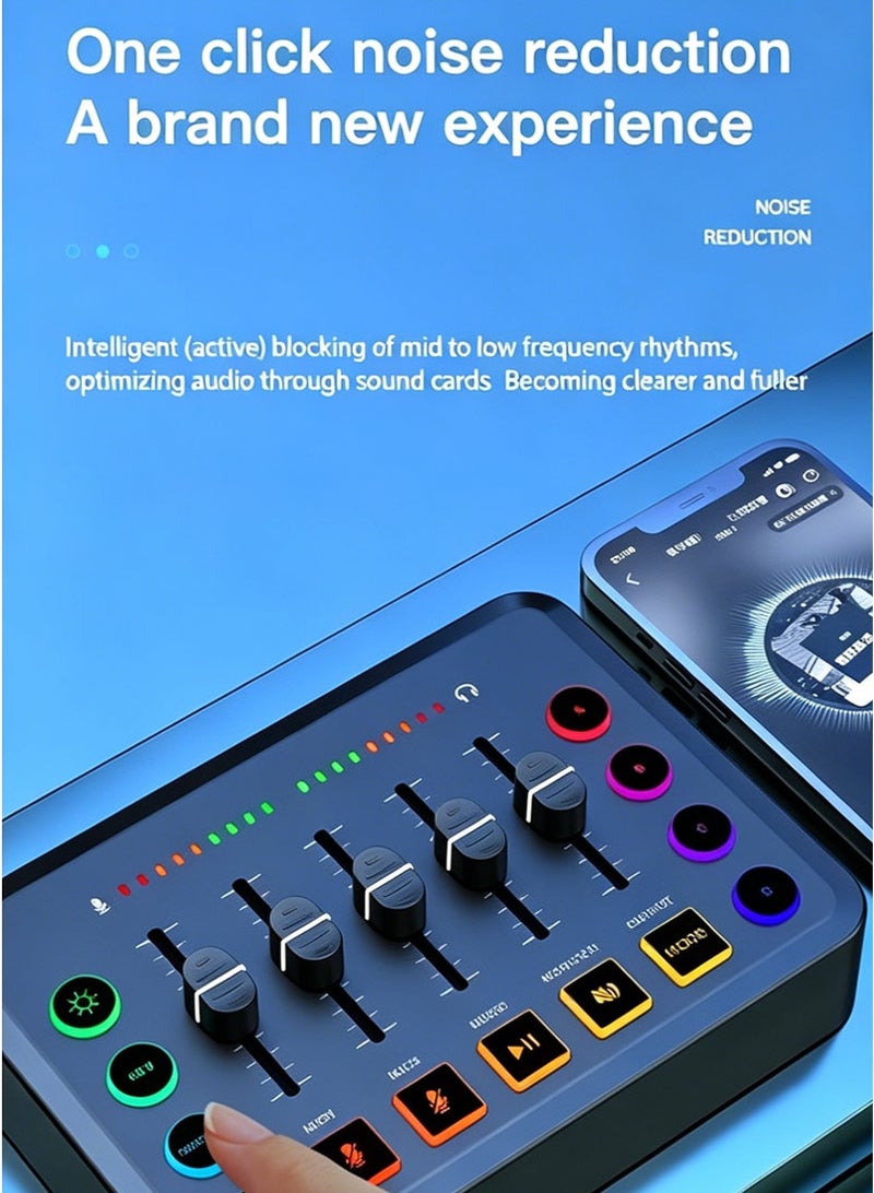 Gaming Audio Mixer, Audio Mixer for Streaming, Streaming RGB PC Mixer with XLR Microphone Interface, Volume Fader, 48V Phantom Power, for Podcast/Recording/Game Voice/Youtube/TikTok/Vocal - Image 2