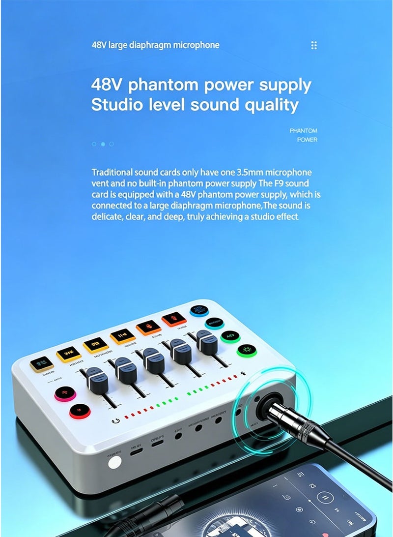 Gaming Audio Mixer, Audio Mixer for Streaming, Streaming RGB PC Mixer with XLR Microphone Interface, Volume Fader, 48V Phantom Power, for Podcast/Recording/Game Voice/Youtube/TikTok/Vocal - Image 4