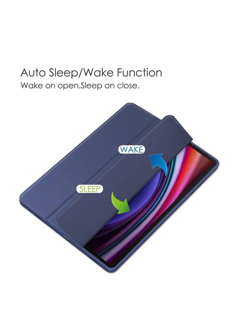 Generic Stand Case for Samsung Galaxy Tab S8 Plus 2022/Tab S7 FE 5G 2021/Tab S7 Plus 2020 (12.4 Inch),UUcovers with Pencil Holder [Auto Sleep/Wake] Clear Transparent Back Shockproof Trifold Cover, Dark Blue  - Image 2