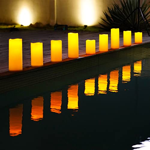 Homemory Large Solar Candles Outdoor Waterproof, 4"x10", Dusk to Dawn, Solar Powered Flameless Candles for Outdoor, Lanterns, Set of 2 - Image 4