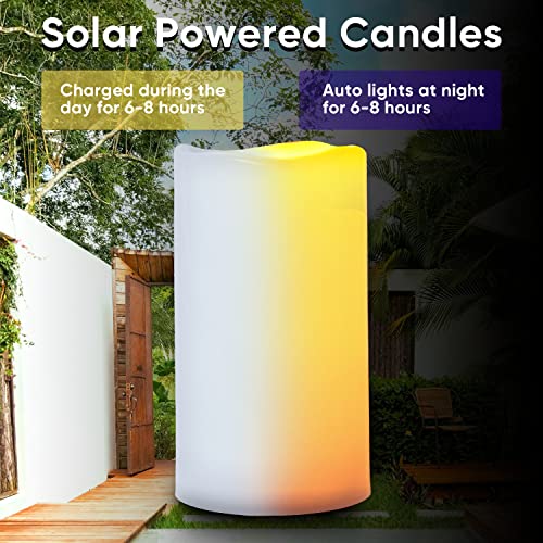 Homemory Large Solar Candles Outdoor Waterproof, 4"x10", Dusk to Dawn, Solar Powered Flameless Candles for Outdoor, Lanterns, Set of 2 - Image 2