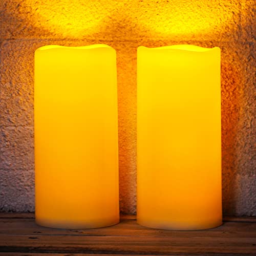 Homemory Large Solar Candles Outdoor Waterproof, 4"x10", Dusk to Dawn, Solar Powered Flameless Candles for Outdoor, Lanterns, Set of 2 - Image 1