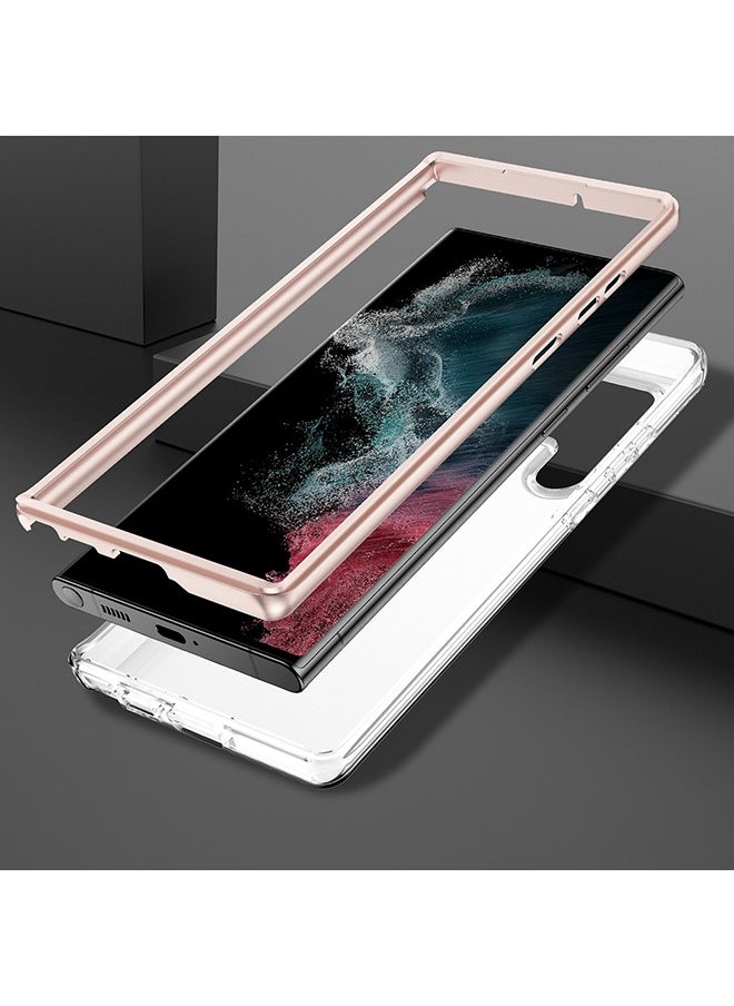 O Ozone Marble Bundle for Samsung Galaxy S24 5G Ultra Case + Galaxy Buds Case, Full-Body Smooth Gloss Finish Marble Shockproof Bumper Stylish Cover (Pink)  - Image 3