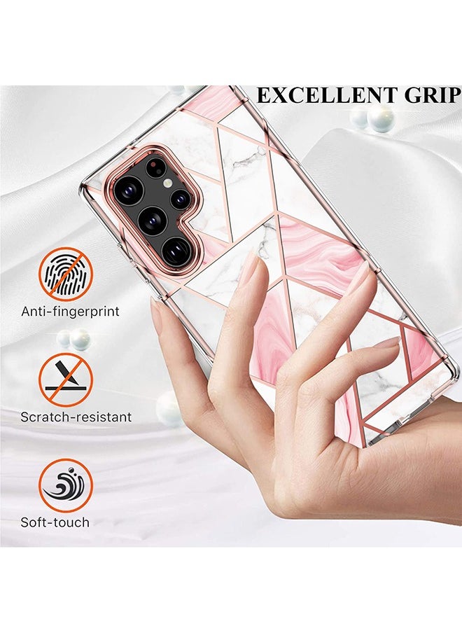 O Ozone Marble Bundle for Samsung Galaxy S24 5G Ultra Case + Galaxy Buds Case, Full-Body Smooth Gloss Finish Marble Shockproof Bumper Stylish Cover (Pink)  - Image 5