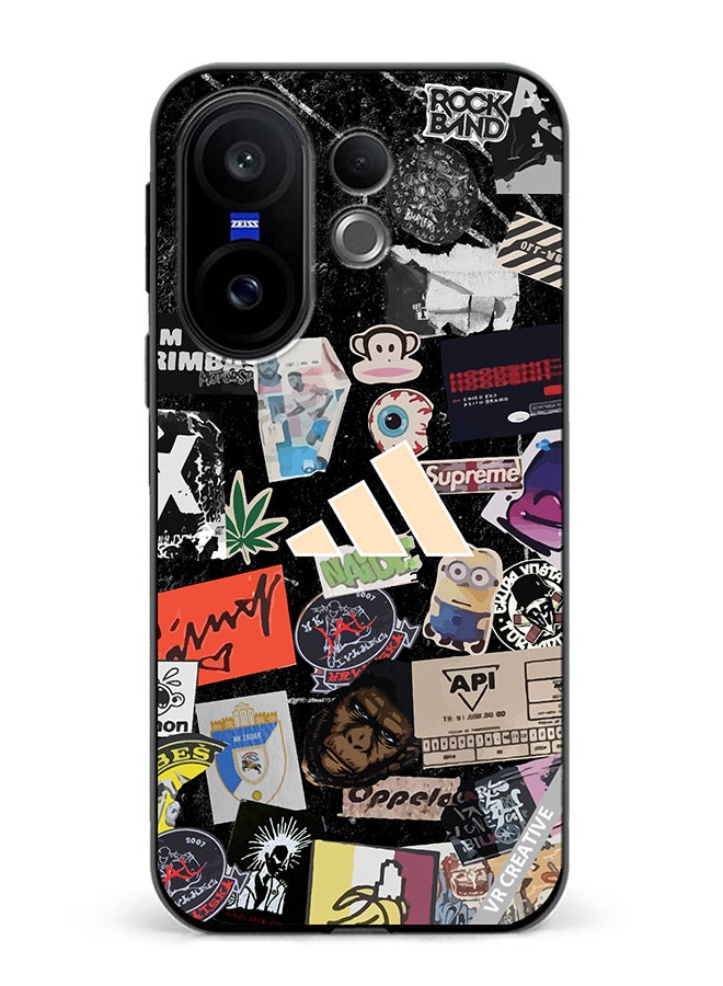 Protective Case Cover For Vivo X200 FE Adidas Stickers Design Multicolour