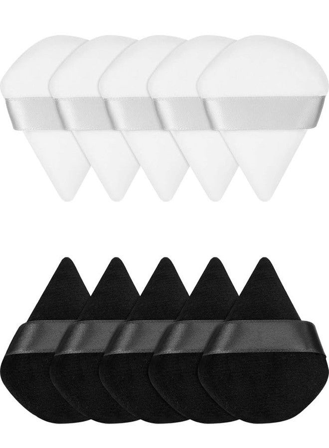 SUNISA 10 Pieces Triangle Cosmetic Loose Powder Puffs Washable Reusable Soft Plush Foundation Sponge for Face Body Wet Dry Makeup Tool- Multicolor Pack of 10 - Image 1