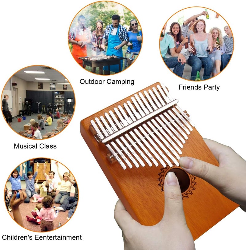 FLSEPAMB Kalimba Thumb Piano 17 Keys with mahogany Wood Portable Mbira Finger Piano Gifts for Friends and piano Beginners Professional （Matte brown） - Image 3