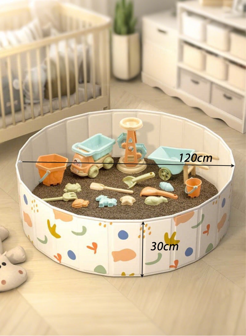 Paka Rabbit Children's Sand Pool - Foldable Ball Pit with 5 kg Simulation Sand 60 Ocean Balls and Beach Toy Set for Toddler Playroom Portable Sandbox Sensory Toy Game Activity Center 47*12 Inch - Image 3