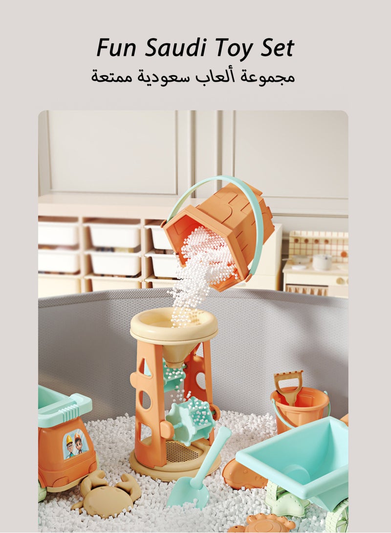 Paka Rabbit Children's Sand Pool - Foldable Ball Pit with 5 kg Simulation Sand 60 Ocean Balls and Beach Toy Set for Toddler Playroom Portable Sandbox Sensory Toy Game Activity Center 47*12 Inch - Image 2