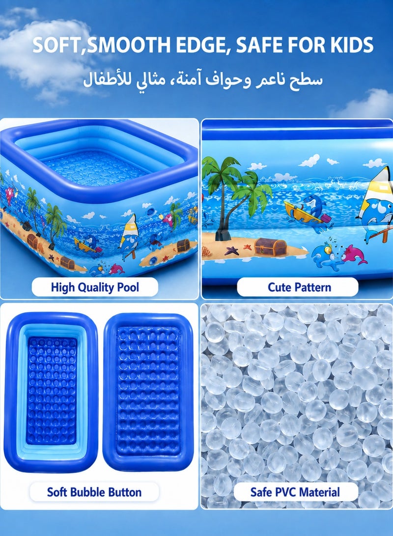 باكا رابيت مسبح قابل للنفخ للأطفال والكبار، مقاس 150 × 105 × 50 سم، مزود بمضخة هواء، مسبح عائلي كبير مناسب للفناء الخلفي، مسبح سميك فوق الأرض للاستمتاع بالماء في الهواء الطلق، والترفيه الداخلي، وأنشطة الحفلات الصيفية. - Image 4