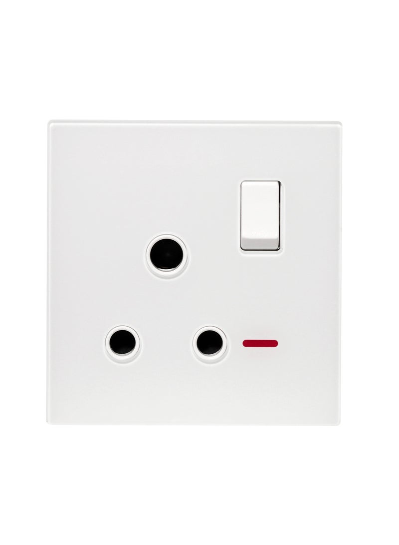 Donmarco Outlet Socket 15A – Ultra Thin Glass, Fire-Resistant Electric Outlet , 15-Year Warranty , Stylish and Durable Design (Matt White) | Wall Socket Power Outlet  - Image 1