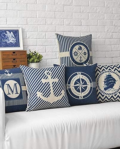 AEROHAVEN Set of 5 Designer Decorative Throw Pillow/Cushion Covers - CC116 - (18 inch x 18 inch, Blue) - Image 3