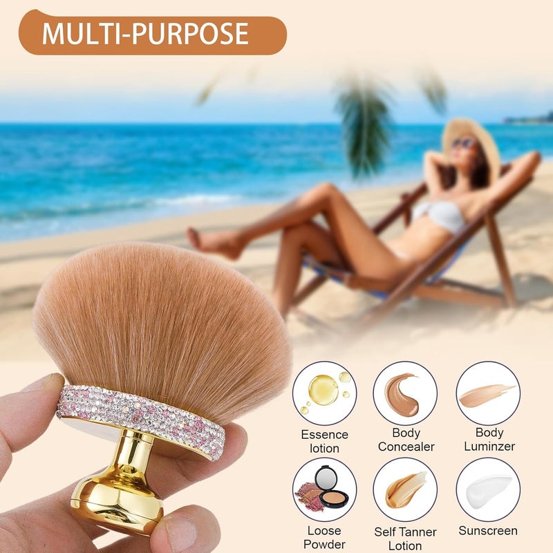 UNIMEIX Extra Large Body Makup Brush for Self Tanner with Drawstring Bag 32 Inch Blend and Blur Body Sunscreen Applicator for Face Legs Body Cream and Foundation Gold - Image 5