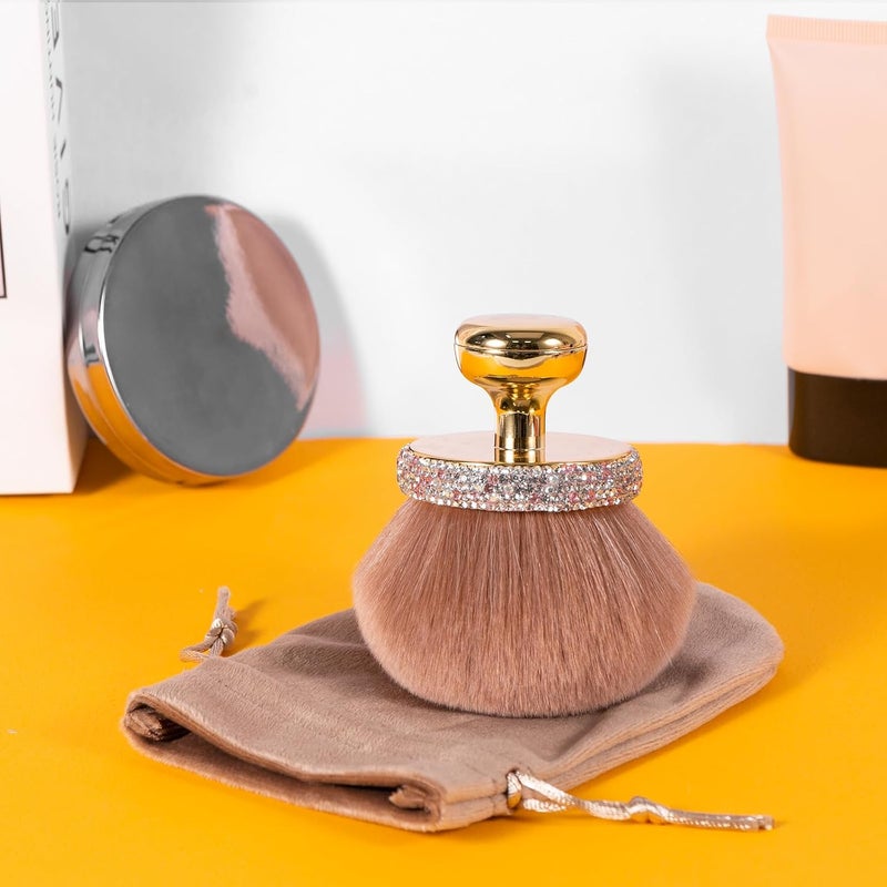 UNIMEIX Extra Large Body Makup Brush for Self Tanner with Drawstring Bag 32 Inch Blend and Blur Body Sunscreen Applicator for Face Legs Body Cream and Foundation Gold - Image 2