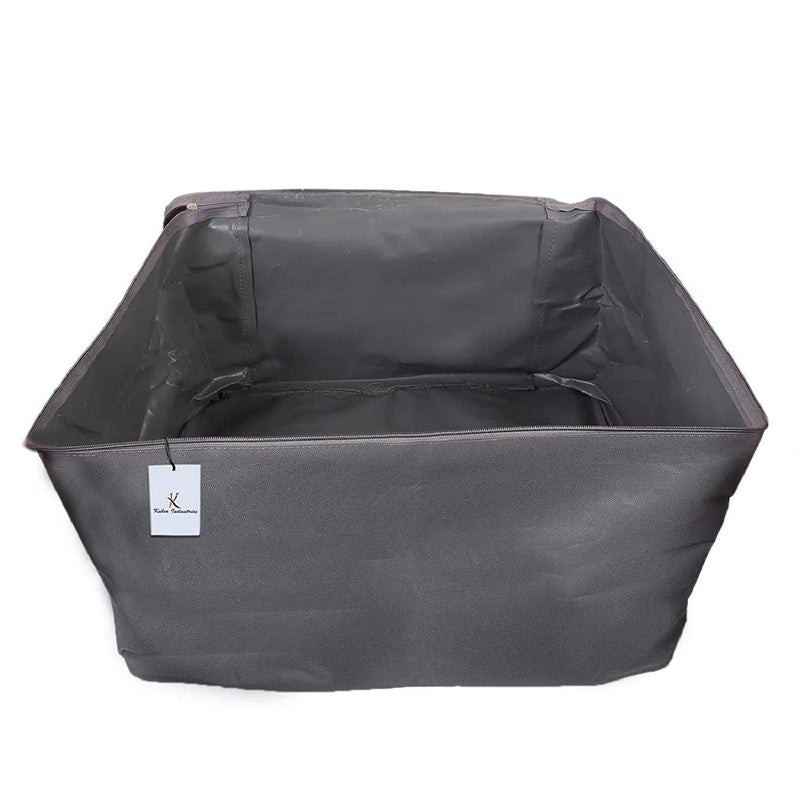 Kuber Industries Small Size Lightweight Foldable Rexine Jumbo Underbed Storage Bag with Zipper and Handle Black GreyPack of 2 - Image 5