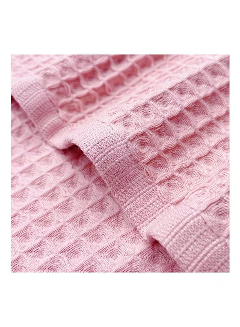 100% cotton waffle Japanese style bath towel (70 * 140cm), high water absorption, quick drying, soft, hotel quality bathroom towel and SPA (pink, bath towel 2 piece) - Image 3