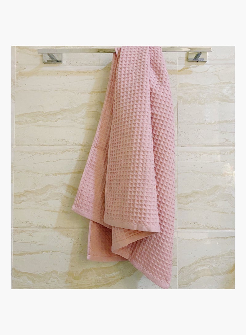100% cotton waffle Japanese style bath towel (70 * 140cm), high water absorption, quick drying, soft, hotel quality bathroom towel and SPA (pink, bath towel 2 piece) - Image 2