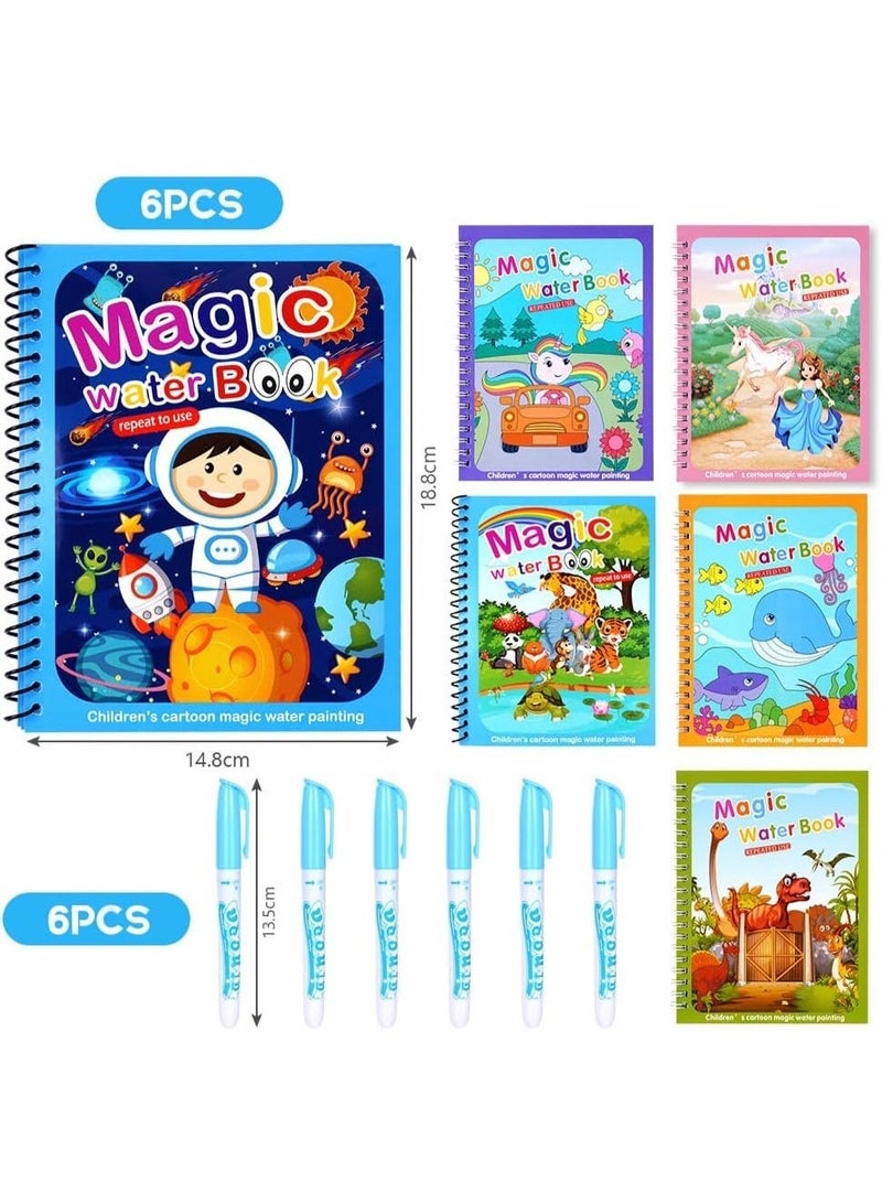 Beauenty Water Coloring Books - 6 Set of Water Doodle Books for Kids' Birthday Party Return Gifts - Age 3-7, Unisex, - Image 1