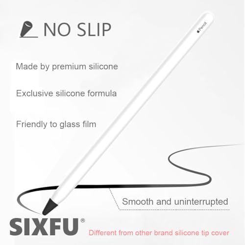 SIXFU 30 PCS Paper Feel Silence Covers for Apple Pencil Tips, Rubber Silicone Protectors for Apple Pencil 2nd Generation Tips/ 1st Gen Replacement iPad Pro Pencil Nib Covers(Black) - Image 4