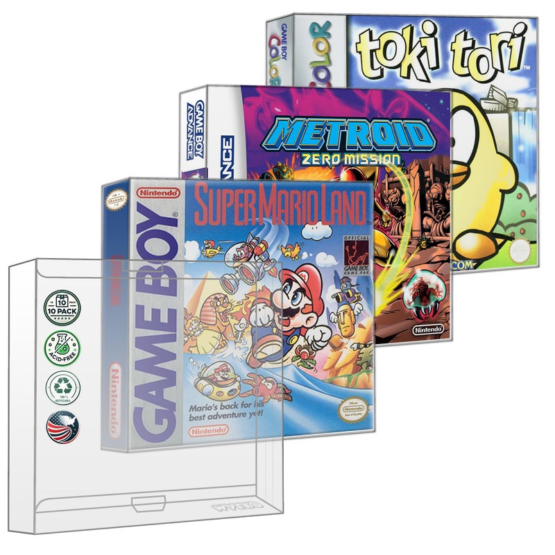 MALKO Video Game Protector Compatible with: Original Boy | Color & Gameboy Advance Game Box | Clear Plastic Sleeve | 10 Pack - Image 1
