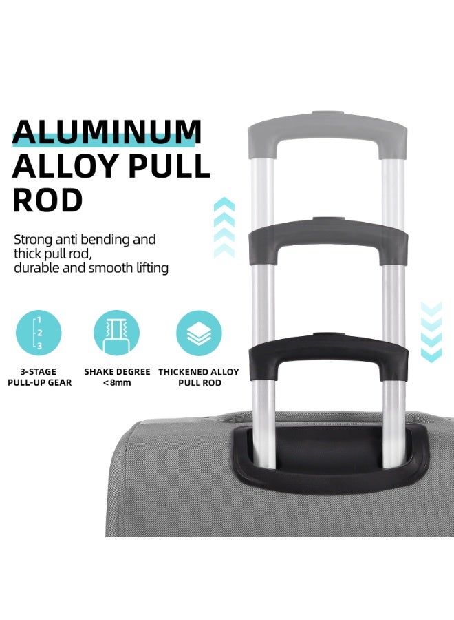 WEMART 4Piece Softside Luggage Sets – Durable Expandable Suitcase with 360° Silent Spinner Wheels & Retractable Handle, Softshell Carry On Luggage for Business/Travel Construction(20in/24in/28in/32in) (Grey) - Image 3