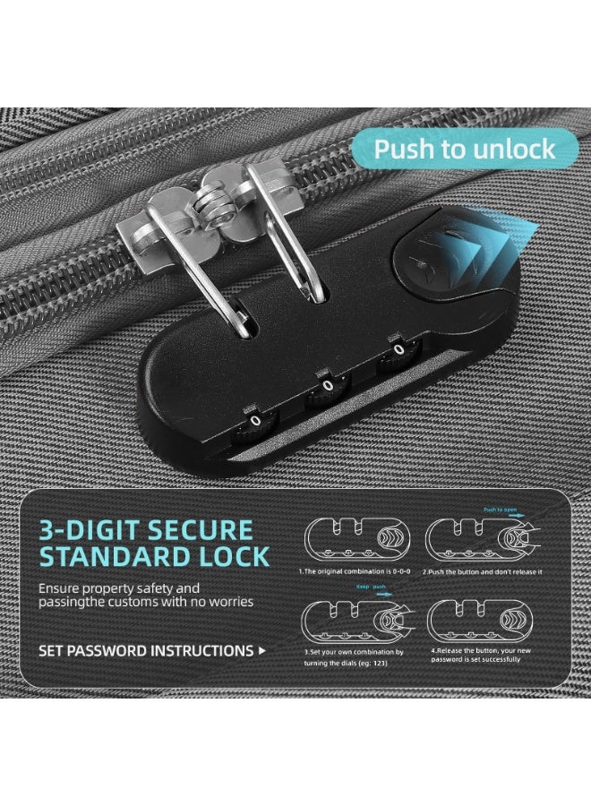 WEMART 4Piece Softside Luggage Sets – Durable Expandable Suitcase with 360° Silent Spinner Wheels & Retractable Handle, Softshell Carry On Luggage for Business/Travel Construction(20in/24in/28in/32in) (Grey) - Image 2