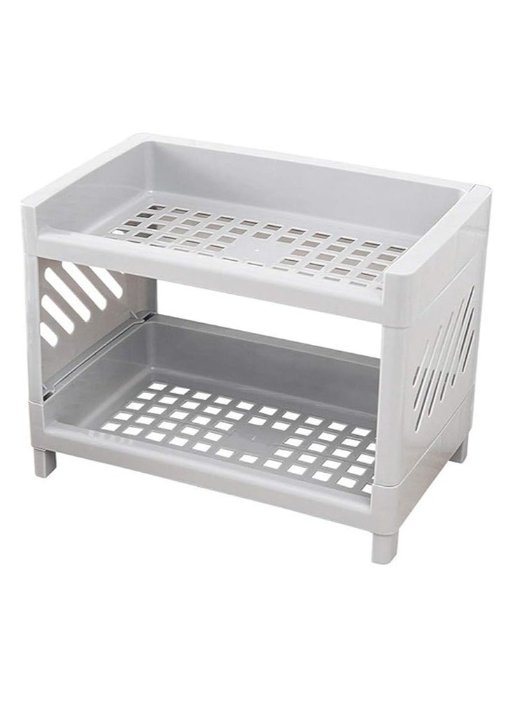 Arabest Desk Storage Rack, Desk Organizer Shelf Top Shelf Stand Plastic Bathroom Countertop Organizer Corner Shelf Bedroom Storage Tray Storage Shelf Storage Box Toiletries  - Image 1