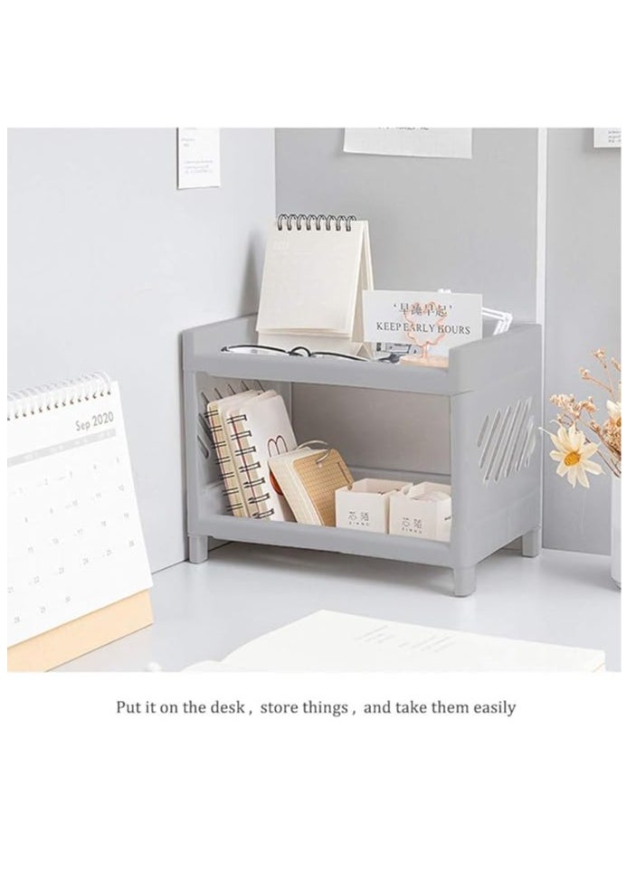 Arabest Desk Storage Rack, Desk Organizer Shelf Top Shelf Stand Plastic Bathroom Countertop Organizer Corner Shelf Bedroom Storage Tray Storage Shelf Storage Box Toiletries  - Image 5