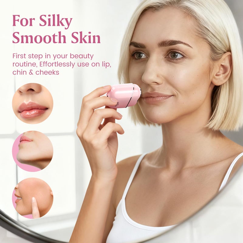 Brightup Facial Hair Removal for Women - Painless Electric Face Shaver for Peach Fuzz & Sensitive Skin, USB-C Rechargeable Hair Remover for Upper Lip & Chin,IPX7 Mini Portable for Smooth Skin at Home & Travel - Image 5