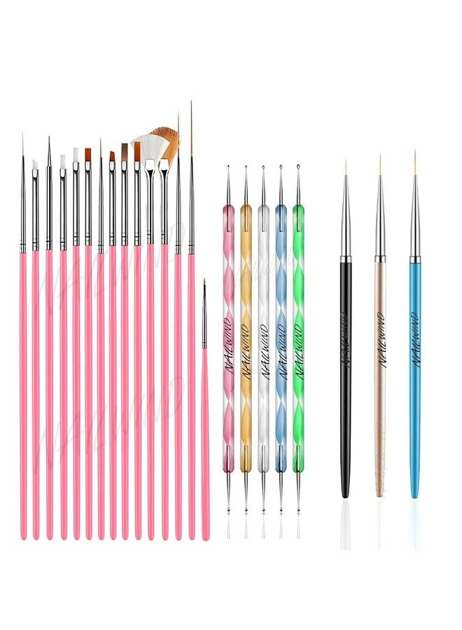 روبي فيس مجموعة أدوات روبي فيس لتزيين الأظافر، تتضمن 23 فرشاة، و15 فرشاة، و5 أقلام تنقيط، و3 فرش دقيقة متعددة الألوان. - Image 1