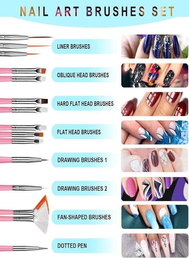 روبي فيس مجموعة أدوات روبي فيس لتزيين الأظافر، تتضمن 23 فرشاة، و15 فرشاة، و5 أقلام تنقيط، و3 فرش دقيقة متعددة الألوان. - Image 2