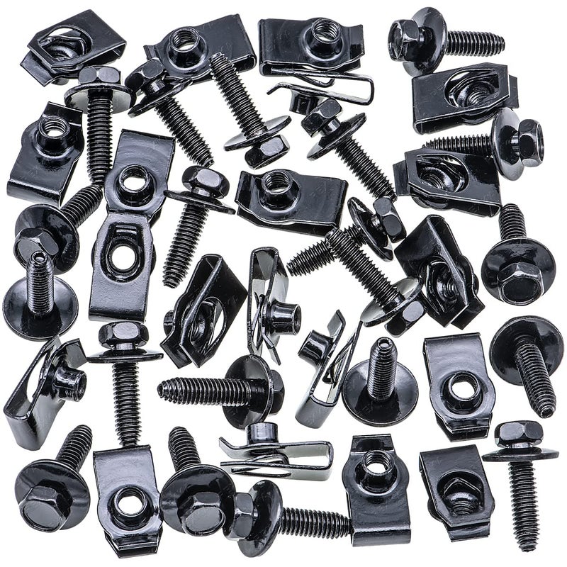 Rexka 20 Sets M6-1.0 Extruded U Nuts & Body Bolts Kits for GM Ford Chevy BuickChrysler Cadillac - Multipurpose - Body Fender Bumper Radiator Hood Shield Panel - 11503834 11503714 11503716 - Image 2