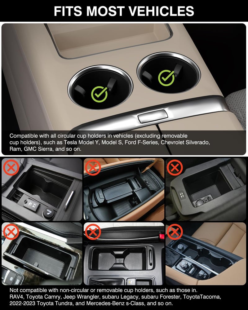 AXVLU Car Tray Table & Car Laptop Desk with 360Â° Rotation & Phone Holder - Wooden Cup Holder Table, Car Laptop Mount & Food Tray Compatible with Tesla Model Y/3/S and Most Vehicles - Image 3