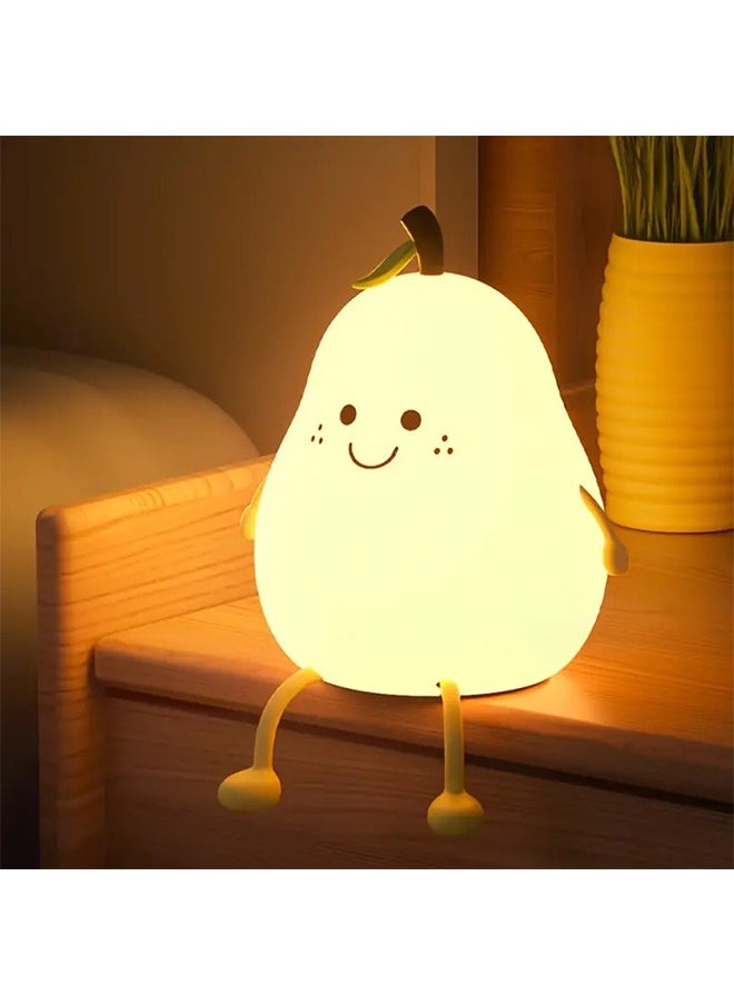 Generic Cute Pear Night Light,LED Bedroom Sleep Bedside Light With Sleep Fun Pat Light, Multiple Light Colors  - Image 1