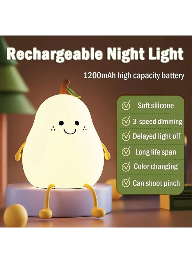Generic Cute Pear Night Light,LED Bedroom Sleep Bedside Light With Sleep Fun Pat Light, Multiple Light Colors  - Image 4