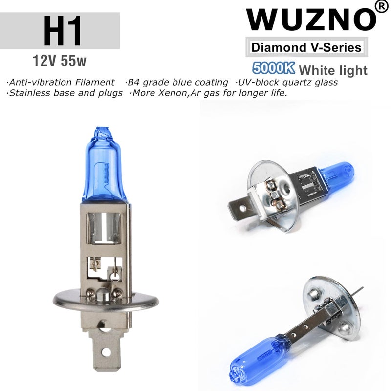 Wuzno H1 Halogen Headlight Bulb/Fog lights 12V 55W White 5000K, 64150 12258 Light bulbs Headlamp Replacement Super Bright - Image 3