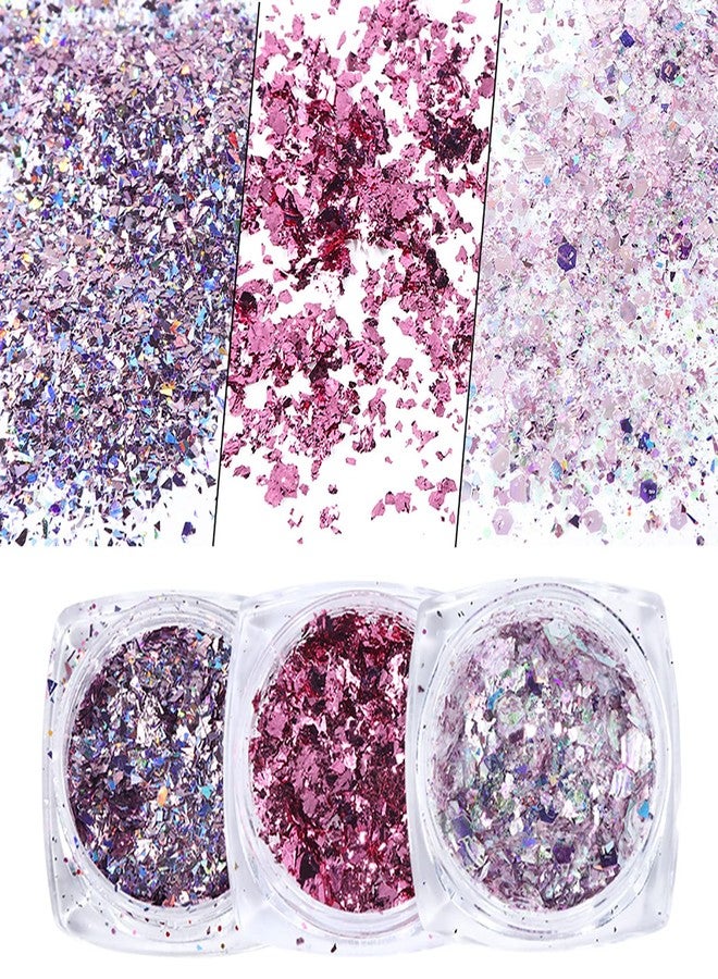 GOGOONLY Nail Art Sequins Glitter Set, 8 Boxes Holographic Nails Powder Nail Art Sequins Metallic Shining Flakes Nail Glitter Set for Nails Art Decoration (Magenta) - BH001001 - Image 3
