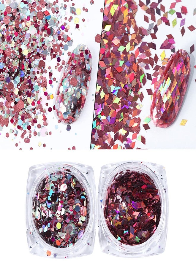 GOGOONLY Nail Art Sequins Glitter Set, 8 Boxes Holographic Nails Powder Nail Art Sequins Metallic Shining Flakes Nail Glitter Set for Nails Art Decoration (Magenta) - BH001001 - Image 4