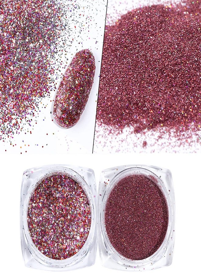 GOGOONLY Nail Art Sequins Glitter Set, 8 Boxes Holographic Nails Powder Nail Art Sequins Metallic Shining Flakes Nail Glitter Set for Nails Art Decoration (Magenta) - BH001001 - Image 5
