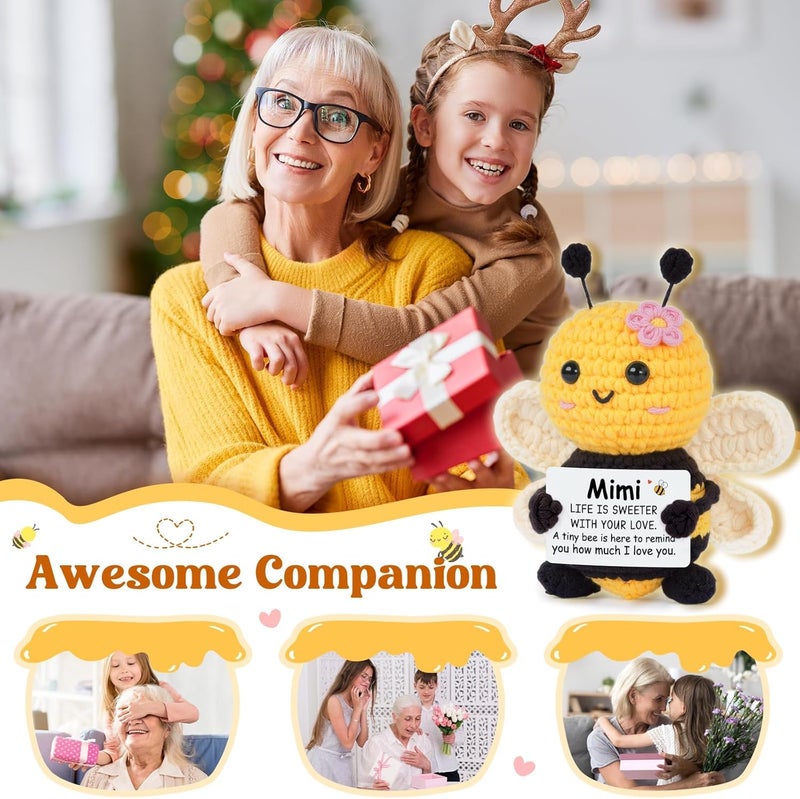 Gleevera Mimi Gifts, Gifts for Mimi Christmas from Grandkids - Cute Handmade Crochet Bee - Birthday Valentines Present for Grandma, Grandmother, Emotional Support Crochet Decor - Image 4