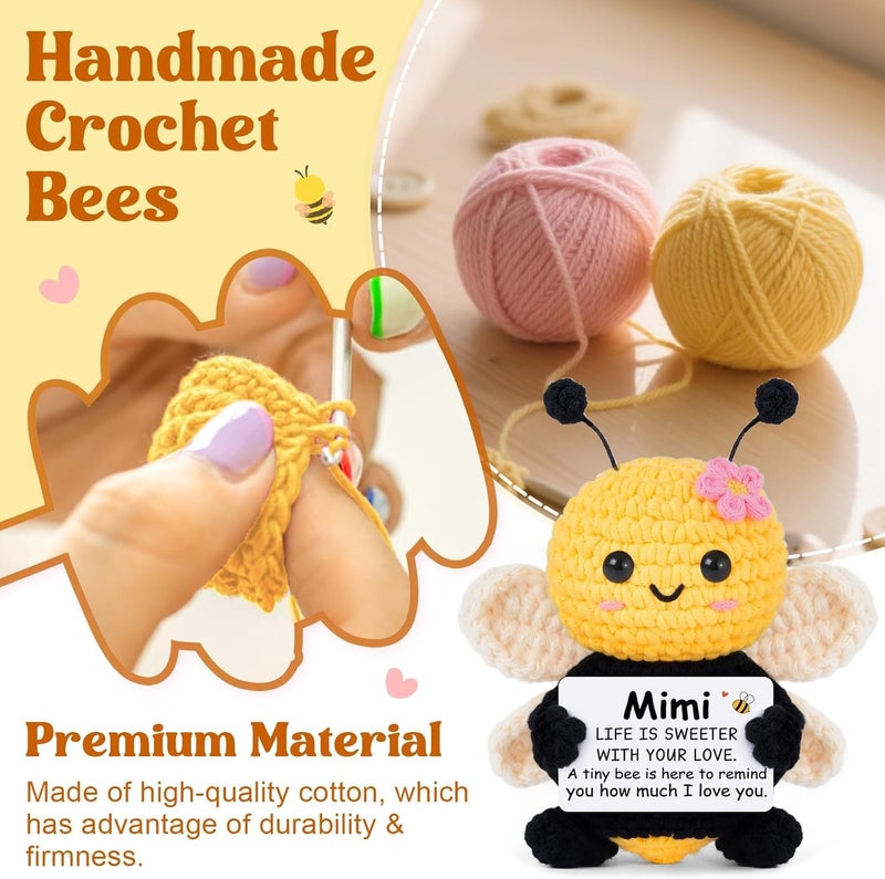 Gleevera Mimi Gifts, Gifts for Mimi Christmas from Grandkids - Cute Handmade Crochet Bee - Birthday Valentines Present for Grandma, Grandmother, Emotional Support Crochet Decor - Image 3
