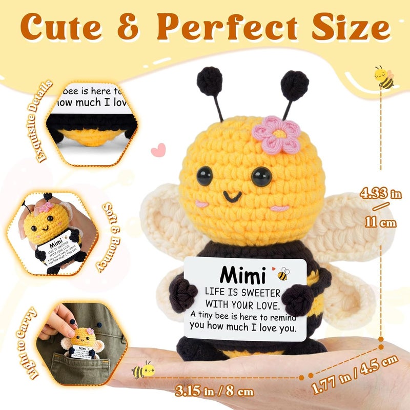 Gleevera Mimi Gifts, Gifts for Mimi Christmas from Grandkids - Cute Handmade Crochet Bee - Birthday Valentines Present for Grandma, Grandmother, Emotional Support Crochet Decor - Image 2