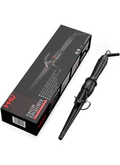 MHU MHU Curling Iron Wand Ceramic Coated and Adjustable Temp Setting Tapered Hair Curler121 Inch Curling Wand for Fast HeatingDigital DisplayAuto Shut Off Black 