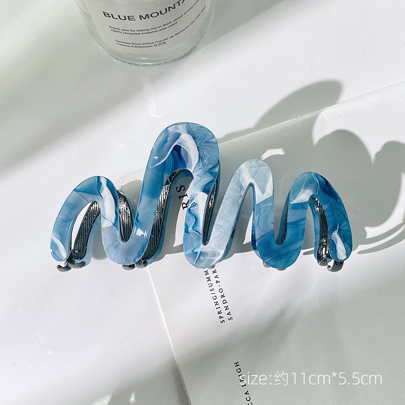 Generic Korean Acetate Shark Clip High-Quality Fashion Hair Accessory Ink Blue