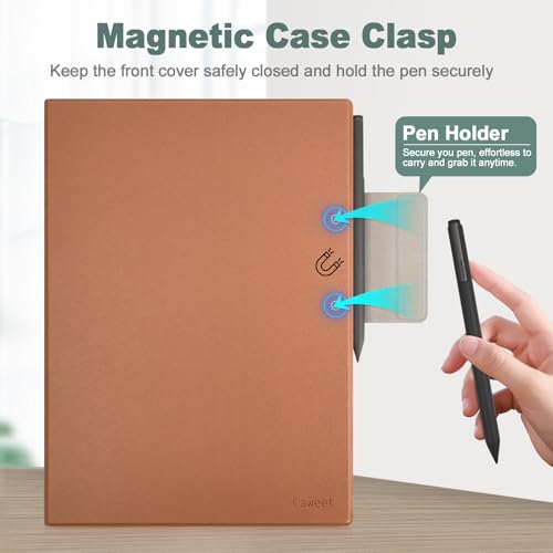 Caweet Case for Remarkable Paper Pro 11.8 Inch 2024 Released, Premium PU Leather Lightweight Book Folio Cover with Bulit-in Magnet & Pen Holder, Brown - Image 3