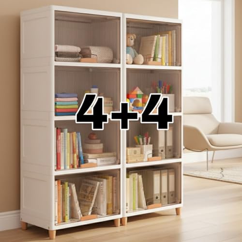 mechdel Cupboard Rack for Clothes Plastic Cabinet for Storages Foldable Wardrobe for Clothes Plastic Cloth Rack for Storages Clothe Storage (Cupboard Rack-1 Door - Transparent, 4+4 (Set)) - Image 2